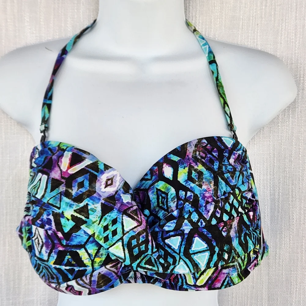 Profile Bikini Set 2 Piece Swimsuit Summer Beach Vacation Colorful Size 12